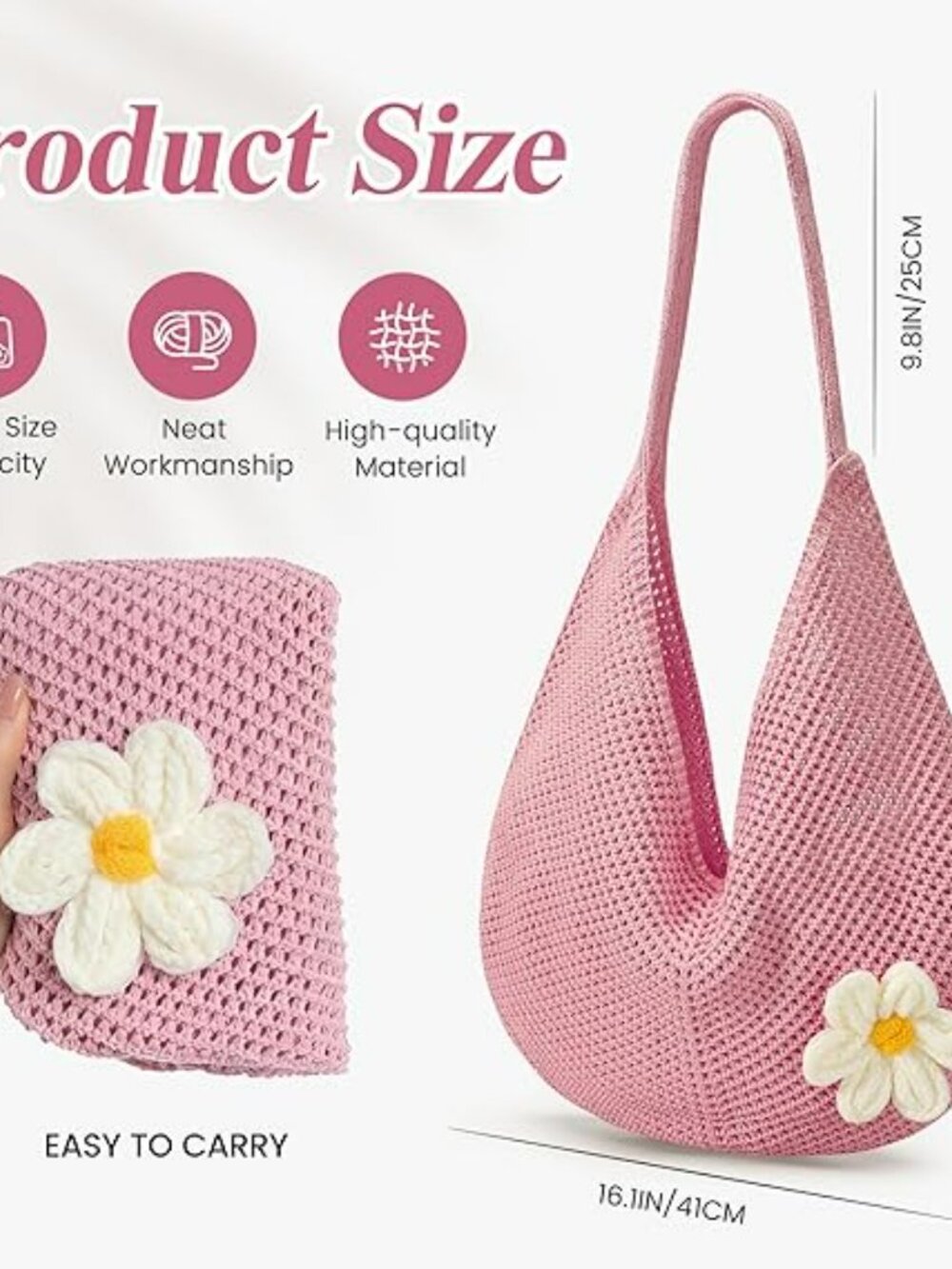 Summer Beach Tote Bag Purse Knit Bag Handbag Shoulder Bag New - Picture 4 of 5